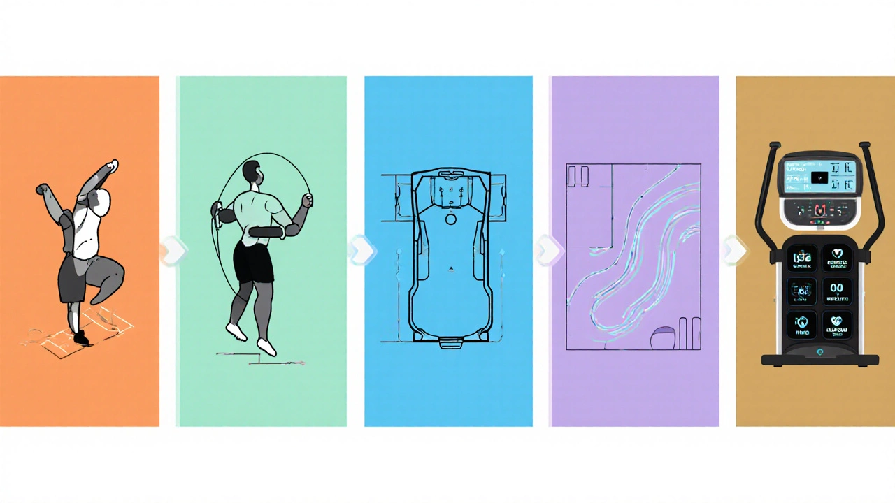 Illustration showing five selection criteria for a toning machine.