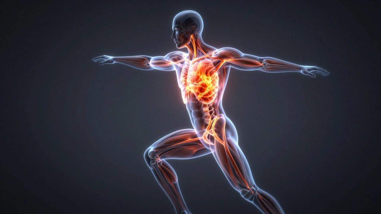 Conceptual glowing silhouette showing metabolic energy and calorie burn