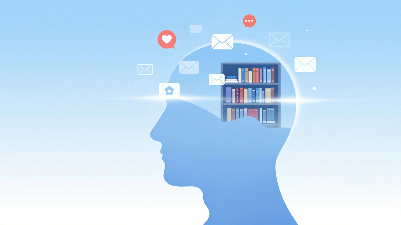 Illustration of a calm mind protected from digital notification distractions.