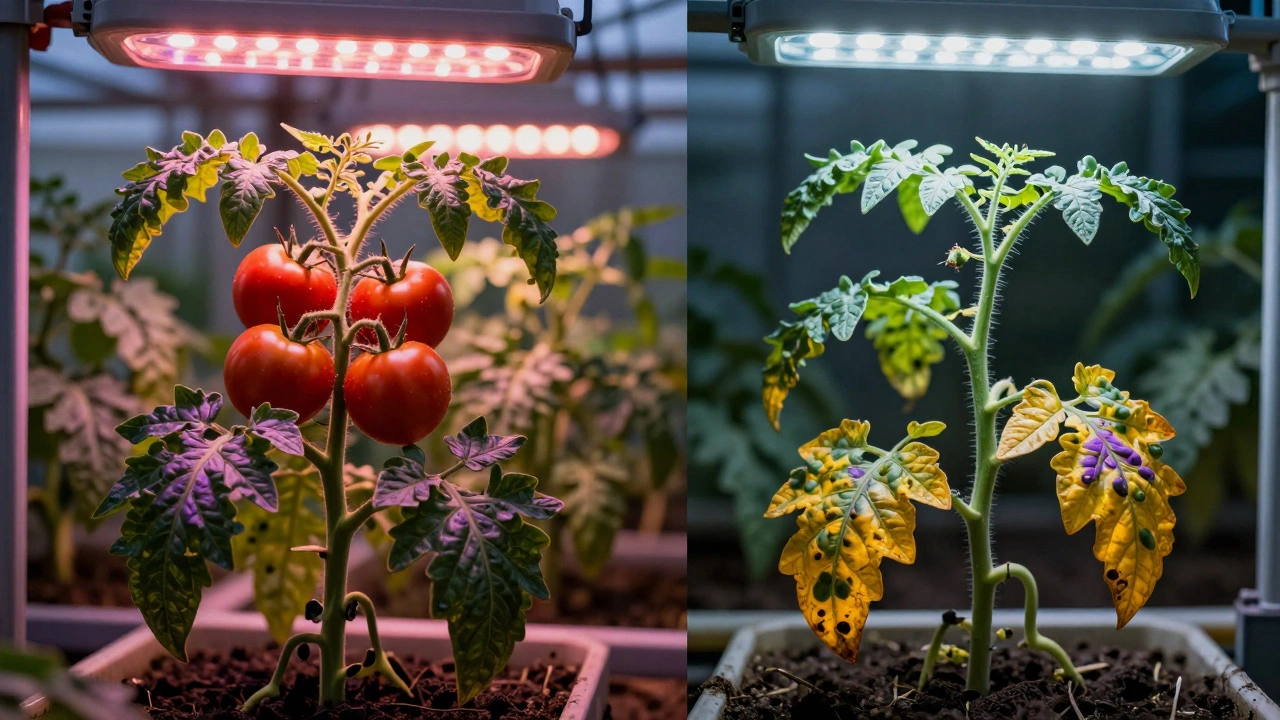 Comparison of healthy vs nutrient-deficient tomato plants