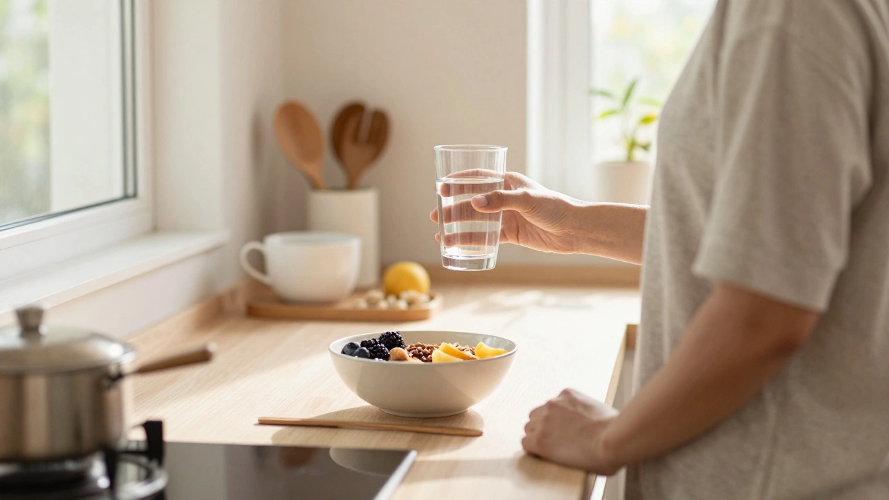 Person enjoying a screen-free, healthy morning routine