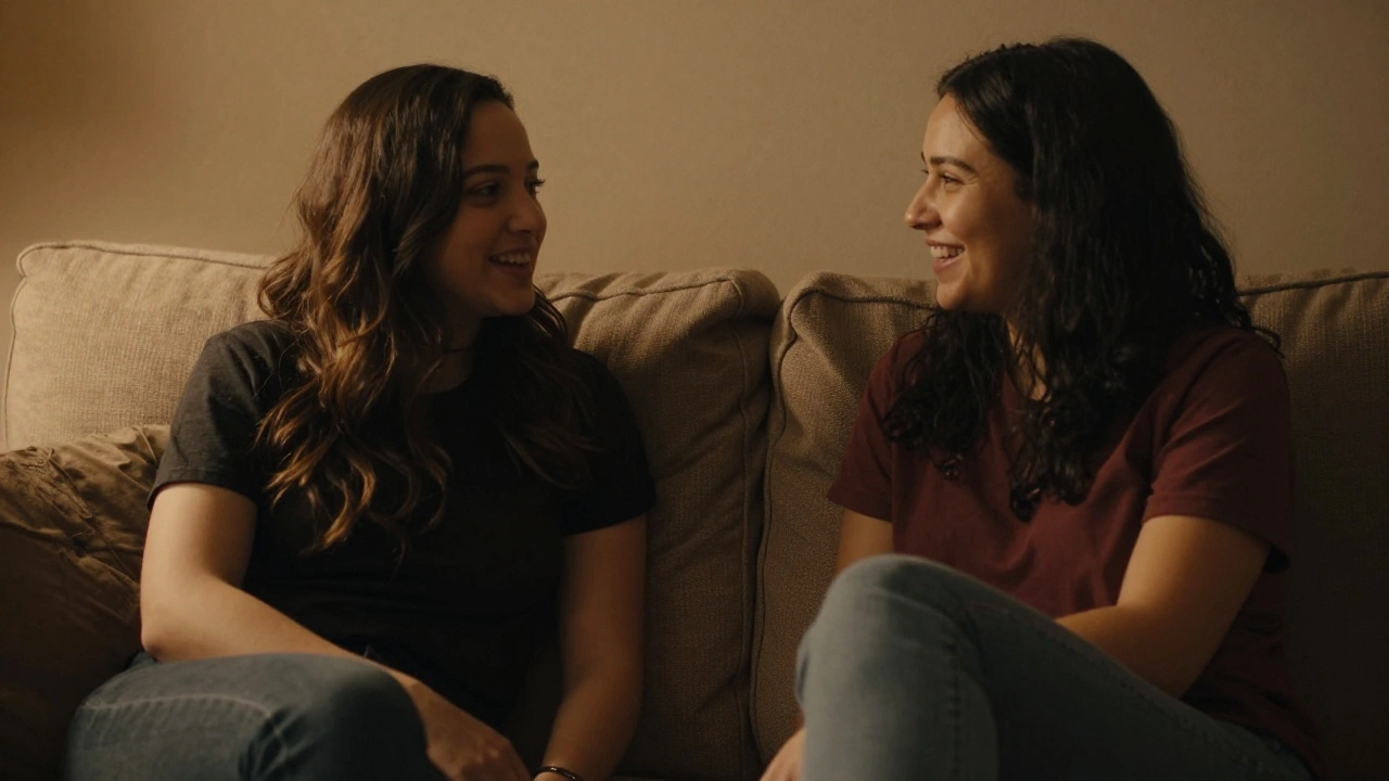 Two friends sharing a vulnerable, supportive conversation