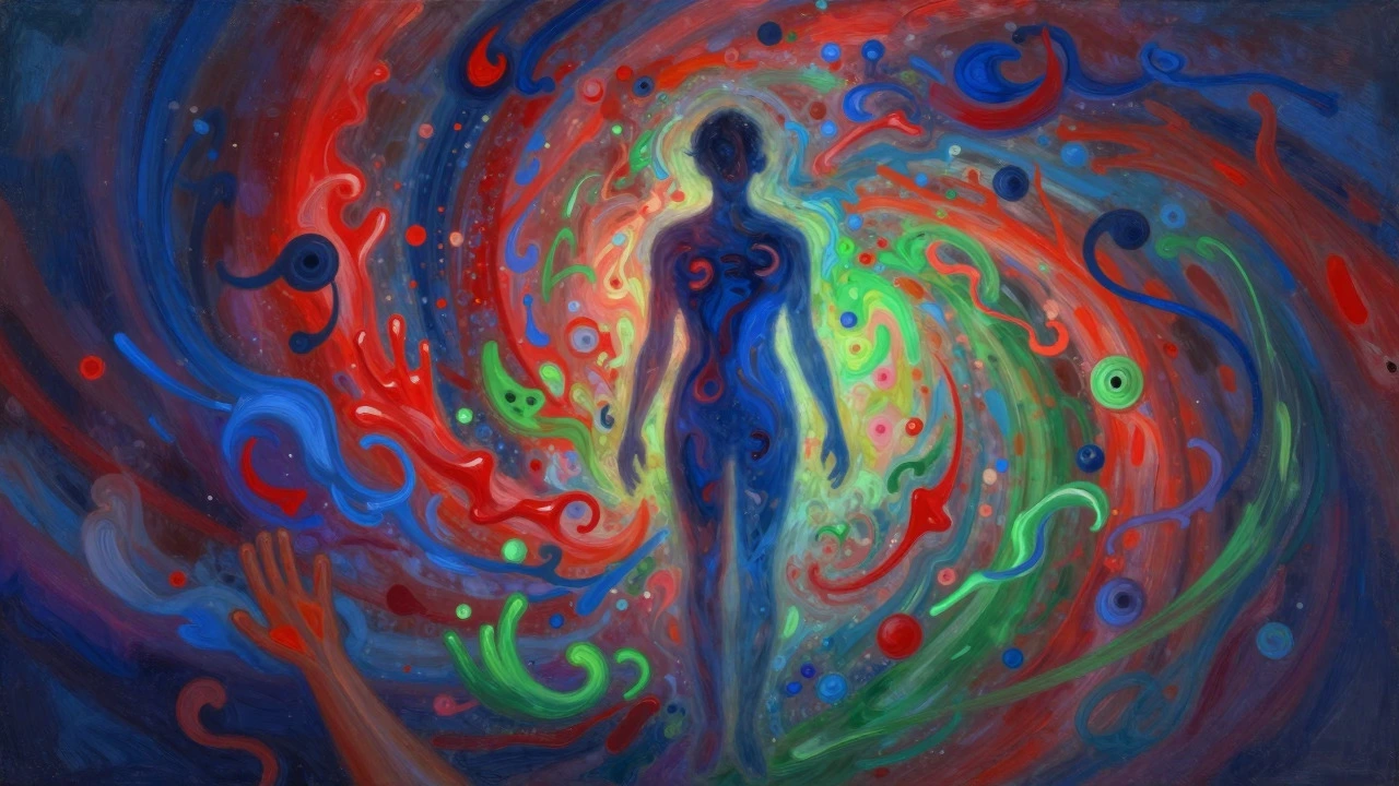 Silhouette surrounded by swirling colors representing sensory awareness